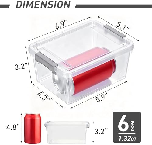 Citylife 6Packs 1.3Qt Small Storage Bins with Lids,Stackable Clear - Image 2