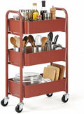 SunnyPoint 3-Tier Delicate Compact Rolling Metal Storage Organizer - Mobile Utility Cart Kitchen/Under Desk Cart with Caster Wheels (RED, 15.35" X 10.24" X 26.8"H) by SunnyPoint