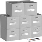 Fabric storage cubes (8 Pack) 11 Inch Cube Storage Bin, cube organizer bins with 8 Labels Window Cards & a Pen, Foldable cube organizer bins and Storage Box, Light Grey by Artsdi