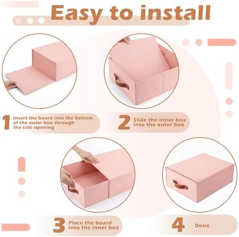 Windyun 4 in 1 Stackable Dorm Under Bed Storage Drawers, Pink - Image 6