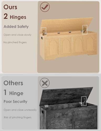 DINZI LVJ Storage Chest, Wooden Toy Box with Lid, Natural 47.2" L - Image 5