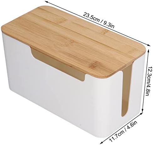 Cable Management Box Small Cord Hider Box with Wooden Lid for Tv Wires Routers Computers Cables Home and Office - Image 3