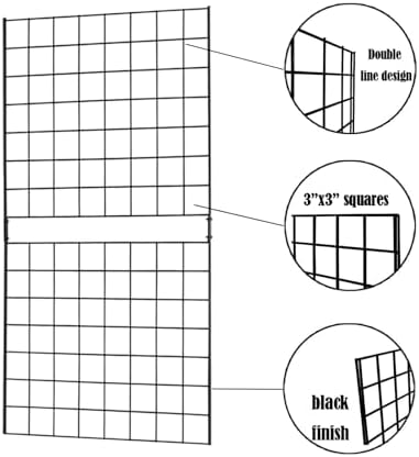Grid Wall Commercial Grade Grid Panels Heavy Duty Panel for Retail Display 2' W x 4' H, Black (Pack of 3) Portable - Image 4