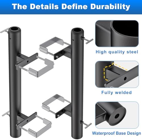 BeneLabel Patio Umbrella Holder for Deck Railing No Drill Deck Umbrella Clamp Mount Fits 1"-2" Umbrella Poles Space Saving Design Umbrella Holder for Deck Balcony Garden Poolside Railing - Image 4