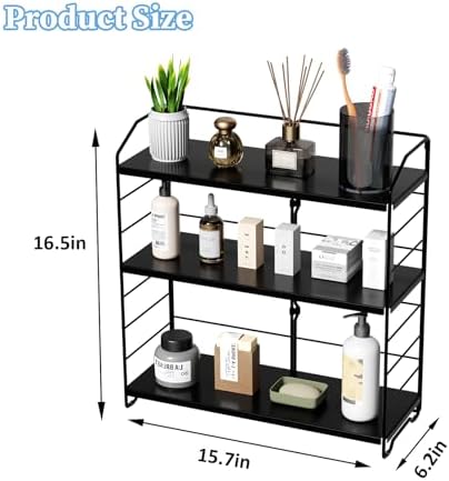 Bathroom Counter Organizer, Makeup Organizer Countertop Rack, 3 Tier, Black - Image 2