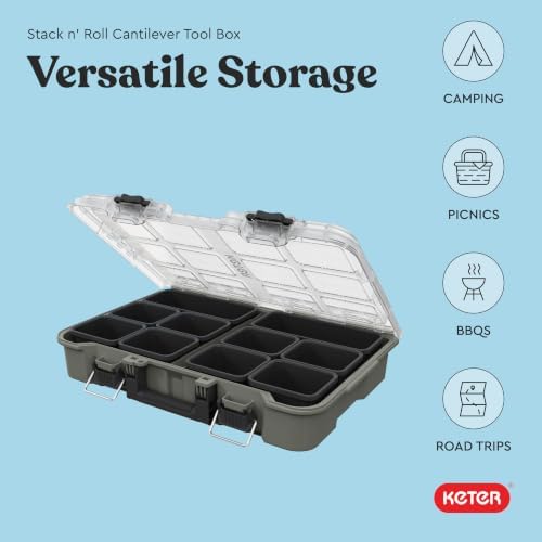 Keter Stack N' Roll Camping Gear Organizer, Portable Storage Organizer - Image 6