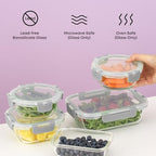 JoyJolt 24pc Borosilicate Glass Storage Containers with Lids | 12 Airtight/Freezer Safe Food Storage Containers for Pantry and Kitchen | Meal Prep Container for Lunch | Glass Tupperware Set - Image 5