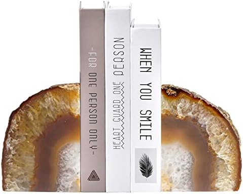AMOYSTONE Natural Agate Decorative Stone Book Ends Small for Desk Decor by AMOYSTONE%C2%AE