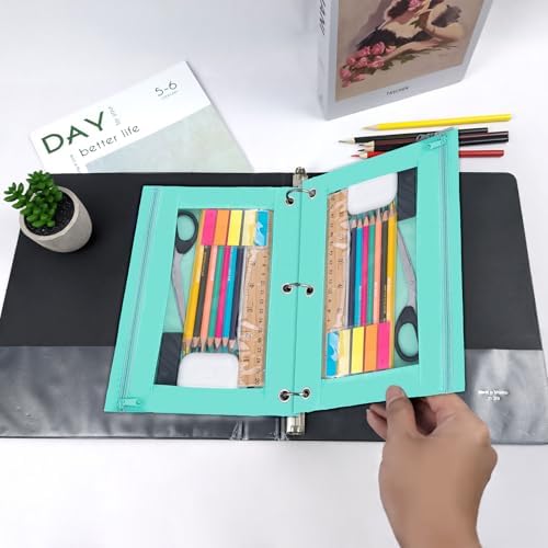 YoeeJob Pencil Pouch for 3 Ring Binder, Zipper Binder Pencil Pouches Bulk, Pencil Case with Clear Window for College, Office, Pale Lake Orchid, 24 Packs - Image 6