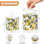 Lemon Slice Flowers Qtip Holder Waterproof Dustproof Apothecary Jars with Lids For Bathroom Cotton Swabs Makeup Sponges Floss Picks Bath Salts 2 Pack - Image 3