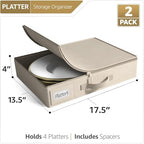 Sorbus Platter Storage Case for Dinnerware (2 Pack, Beige) - Image 3