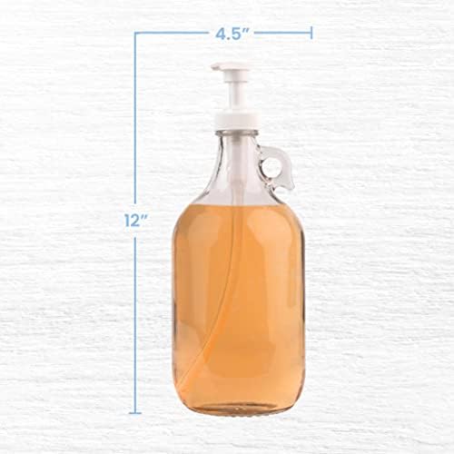 kitchentoolz Half Gallon Glass Pump Dispenser Bottle, Large Jug with Pump for Laundry Soap Dispenser, Liquid Detergent, Fabric Softener, Syrup Pump - 64 oz Made in USA - Image 2