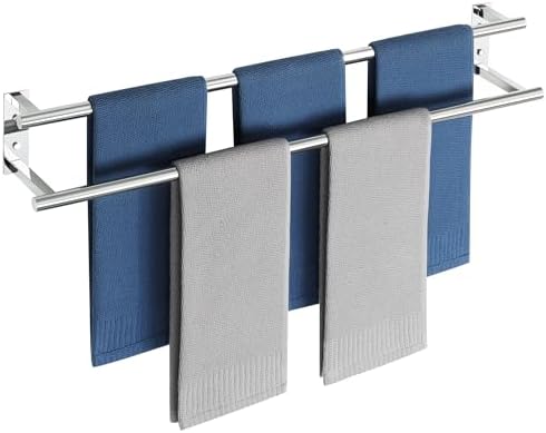 Alise 32 inch Double Towel Bar for Bathroom Wall Mounted, Polished Chrome by Alise