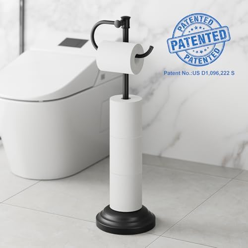 RUMOSE Toilet Paper Holder Stand for Floor Free Standing, Black - Image 5