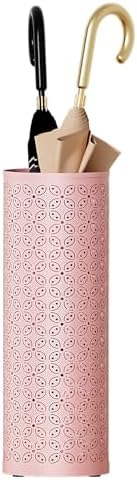 Metal Round Umbrella Stand,Free Standing Umbrella Holder Bin, Canes Walking Sticks Holder for Entryway, Home, Office,Pink by Gloserin