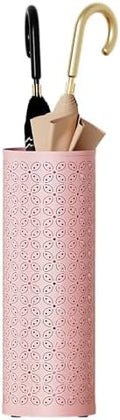 Metal Round Umbrella Stand,Free Standing Umbrella Holder Bin, Canes Walking Sticks Holder for Entryway, Home, Office,Pink by Gloserin