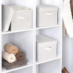WUIKE Fabric Storage Bins with Lids, Decorative Boxes, Beige, Large, 3-Pack - Image 5