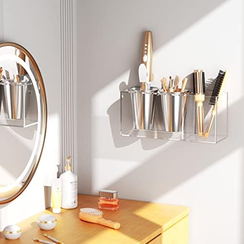 NIUBEE Hair Tool Organizer Wall Mount, Hair Dryer Holder for Bathroom,Clear - Image 3