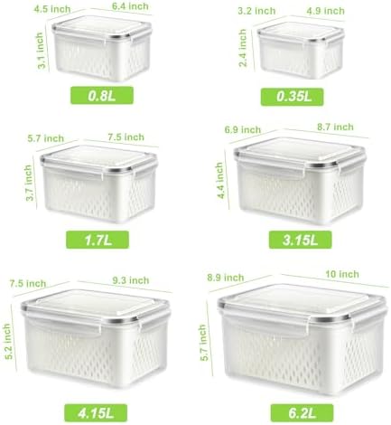 6 Pack Fruit Storage Containers for Fridge Produce Saver Veggie Container - Image 2
