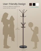 SONGMICS Freestanding Coat Rack, 16 Hooks, Steel Coat Tree with Marble Base - Image 6