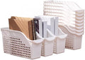 CroBlissful 12 Packs Large Book Bins with Wheels Plastic File and Binder Holders White Hollowed Magazine Books Storage Organizers for Home Office Supplies by CroBlissful