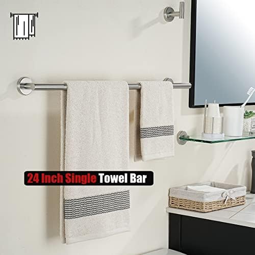 JQK Bath Towel Bar, 27 Inch 304 Stainless Steel Thicken 0.8mm Towel Rack Bathroom, Towel Holder Brushed Finished Wall Mount, Useable Length 24 Inch, TB110L24-BN - Image 5