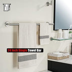 JQK Bath Towel Bar, 27 Inch 304 Stainless Steel Thicken 0.8mm Towel Rack Bathroom, Towel Holder Brushed Finished Wall Mount, Useable Length 24 Inch, TB110L24-BN - Image 5