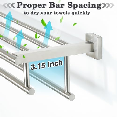 Alise Double Towel Rack for Bathroom Wall Mounted 16 Inch,Brushed Nickel - Image 6