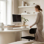 Fenge 42.5" Dual Monitor Stand with Storage Drawer & Solid Wood Legs - Image 2