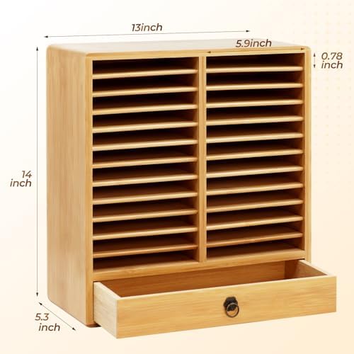 Marker Organizer, 24 Slots Wooden Storage for Up to 216 Markers with Drawer - Image 3
