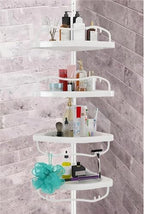 Shower Caddy Tension Pole with 4 ABS Baskets,Shower Storage Shelf with 56 to 125 Inch Adjustable Stainless Pole for Bathroom White by Sempicad