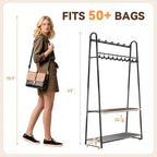 KAFAHOM Purse Organizer for Closet, Purse Rack - Tall Purse Shelf with 8 Hooks & 10 Removable Hangers to Hold Handbags, Backpacks, Pocketbooks., Perfect Purse Display Stand & Storage Tree,Black - Image 2