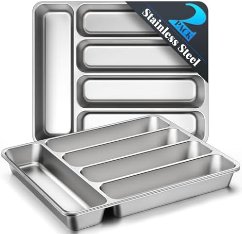 IKOCO 2-Pack Silverware Organizer, Stainless Steel, Dishwasher Safe by Shineforyourbeauty