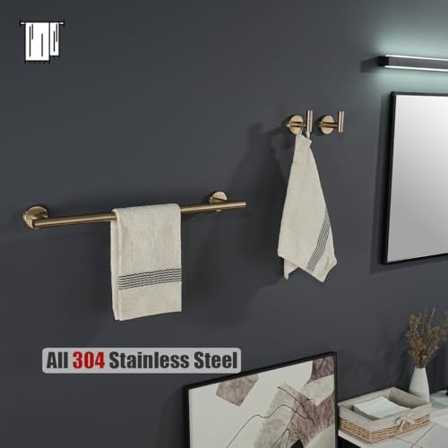 JQK Champagne Bronze Towel Bar, 20.5 Inch 304 Stainless Steel Thicken 0.8mm Towel Rack Bathroom, Towel Holder Wall Mount, Useable Length 18 Inch, TB110L18-CB - Image 6