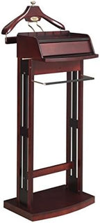 Proman Products Excalibur Wardrobe Wood Valet Stand with Power Extension, Large Storage Compartment, Contour Hanger, Trouser Bar, Tie & Belt Hooks and Shoe Rack - VL16200 by PromanProducts