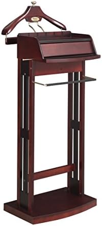 Proman Products Excalibur Wardrobe Wood Valet Stand with Power Extension, Large Storage Compartment, Contour Hanger, Trouser Bar, Tie & Belt Hooks and Shoe Rack - VL16200 by PromanProducts