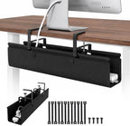 No Drill Under Desk Cable Management Tray, 28 Inch, Black by Keemute