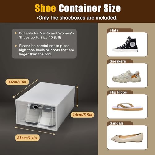 24-Pack Clear Plastic Shoe Boxes, Stackable Foldable Shoe Storage Containers with Lids for Closet Organization - Image 5