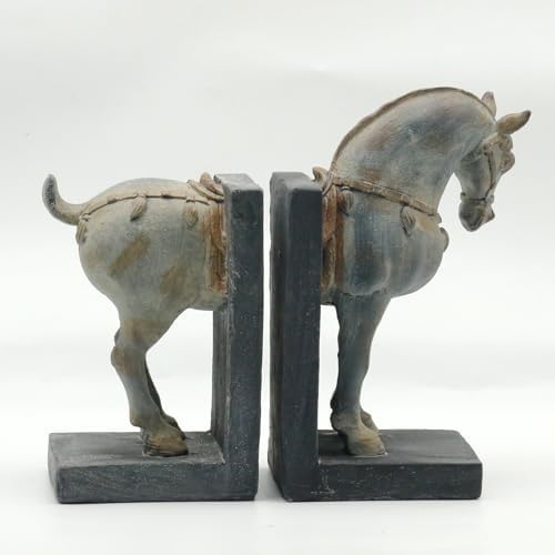 Lukitas Tang Horse Decorative Bookends, Heavy Duty Non-Slip Book Holders - Image 6