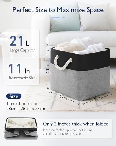 Patvingot 11-Inch Fabric Cube Storage Bins with Handles,4 Pack,Foldable - Image 2