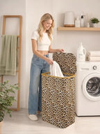 IEGrow Laundry Hamper with Lid,110L Laundry Basket with Bag,Leopard Print - Image 6