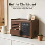 WiFi Router Box Hider with Front Storage & Chalkboard, Wooden Project Shelf - Image 4
