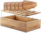 Prosumer's Choice Wooden Charging Station Organizer - 5-Port Base for Phones, Tablets and Laptops - Multi-Device Docking Station with Removable Divider Slots - Cord Box with Cable Management - Bamboo - Image 2