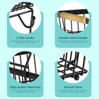 3 Tier Fruit Basket for Kitchen Counter with 2 Banana Hangers, Countertop Metal Fruit Bowl with Wooden Handle, Large Storage Stand for Vegetables, Snacks, Breads, Produce Storage – Black - Image 5