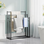 Honiter Towel Racks for Bathroom, 3 Tier Wide Towel Drying Rack Outdoor, Free Standing Towel Rack, Pool Towel Blanket Stand and Display Rack for Oversized Bath Towels, Black - Image 2