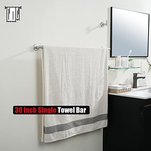 JQK Bath Towel Bar, 33 Inch 304 Stainless Steel Thicken 0.8mm Single Towel Rack for Bathroom, Towel Holder Brushed Steel Wall Mount, Useable Length 30 Inch 2 Pack, TB110L30-BN-P2 - Image 5
