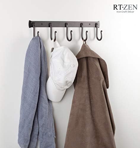 RTZEN Classic Farmhouse Wall Mount Multi-Use Wrought Iron Hook Set (5 Pack) - Image 2