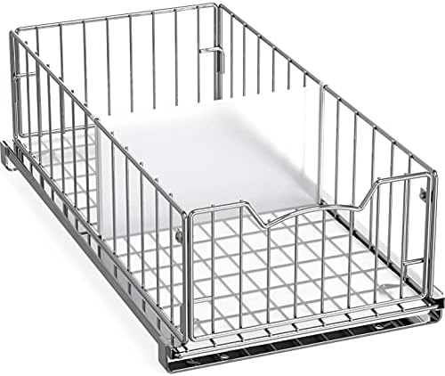 Simple Houseware Pull-Out Cabinet Sliding Basket, 17.2Dx9.7Wx5H, Chrome by SimpleHouseware