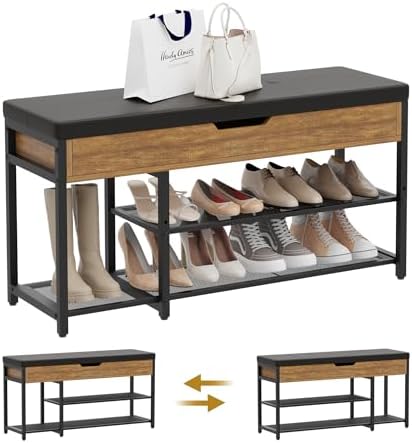 Mondeer 37.8'' Shoe Rack Bench with Upholstered Cushion - Image 4