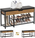 Mondeer 37.8'' Shoe Rack Bench with Upholstered Cushion - Image 4
